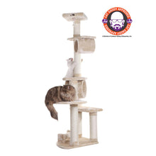 74 " H Press Wood Real Wood Cat Tree With Cured Sisal Posts For Scratching