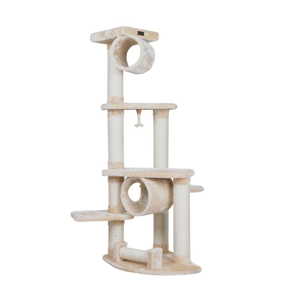 74 " H Press Wood Real Wood Cat Tree With Cured Sisal Posts For Scratching