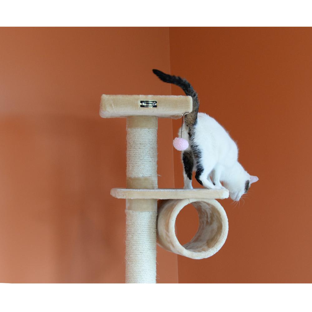 74 " H Press Wood Real Wood Cat Tree With Cured Sisal Posts For Scratching