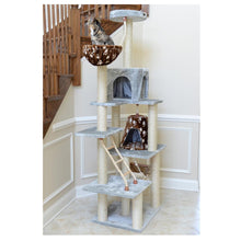 Wood Cat Climber Play House, Cat Furniture,Lounge Basket, Silver Gray