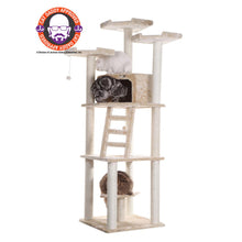 Multi-Function Real Wood Cat Tower W Spacious Condo, Perches Beige