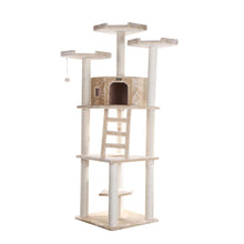 Multi-Function Real Wood Cat Tower W Spacious Condo, Perches Beige