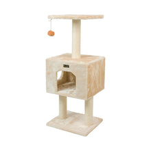 Real Wood Cat Tree With Condo And Scratch Post 42 Height Beige