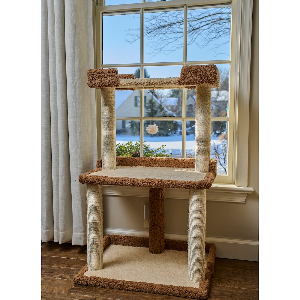 Cat Tree for Large Cats, 41" Real Wood Cat Tower with Scratching Posts