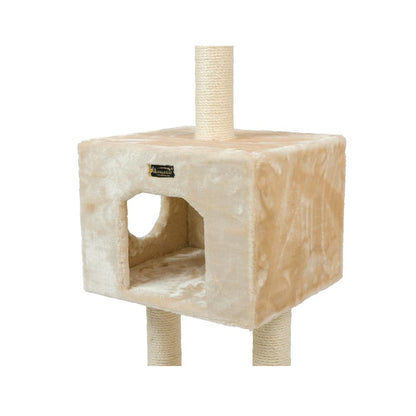 Real Wood Cat Tree With Condo And Scratch Post 42 Height Beige
