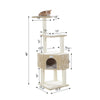 48-Inch Real Wood Cat Tree In Beige With Perch And Playhouse