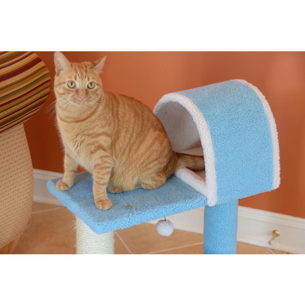 29" Real Wood Cat Tree With Scratcher And Tunnel For Squeeze