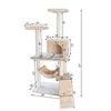 57-Inch Real Wood Cat Tree In Beige With Perches, Running Ramp