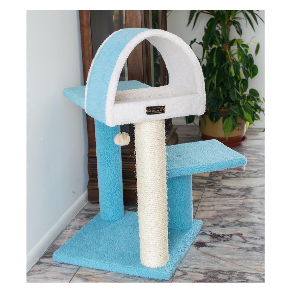 29" Real Wood Cat Tree With Scratcher And Tunnel For Squeeze