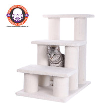 3 Step Real Wood Cat Step Stairs Ramp, 25" Height Dogs Climber And Kitten Steps
