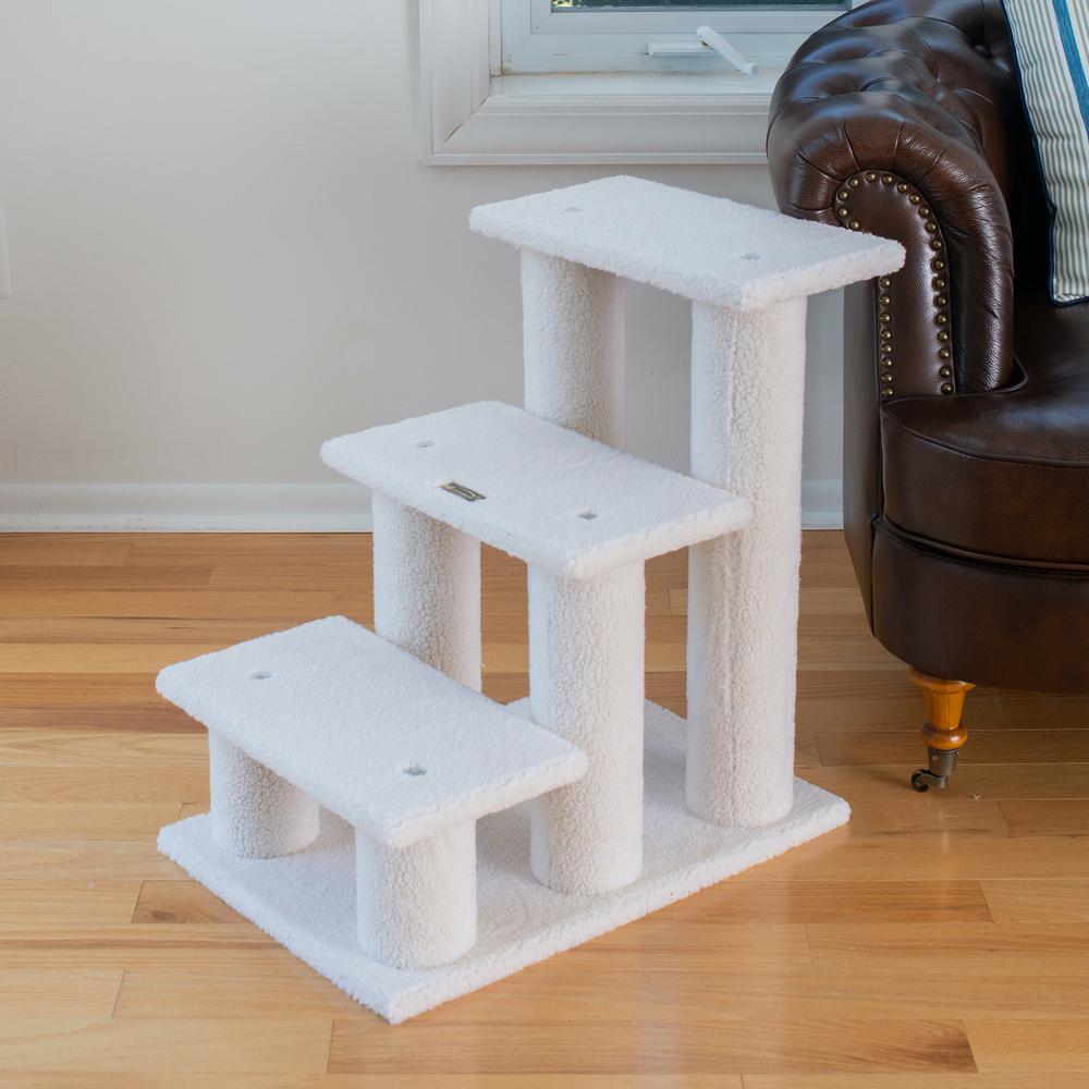 3 Step Real Wood Cat Step Stairs Ramp, 25" Height Dogs Climber And Kitten Steps