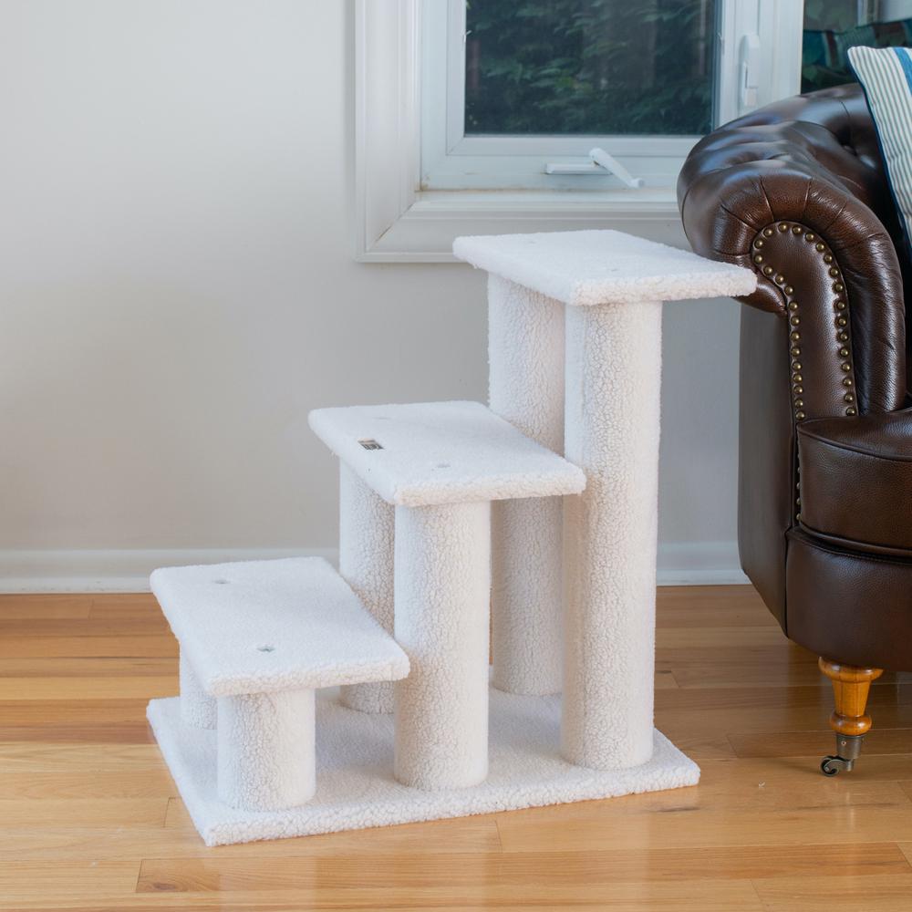 3 Step Real Wood Cat Step Stairs Ramp, 25" Height Dogs Climber And Kitten Steps