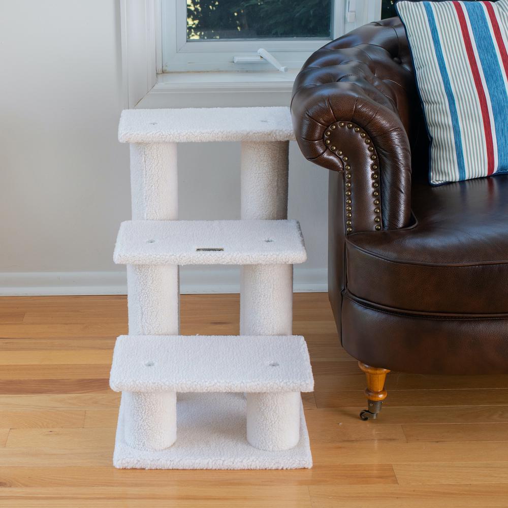 3 Step Real Wood Cat Step Stairs Ramp, 25" Height Dogs Climber And Kitten Steps