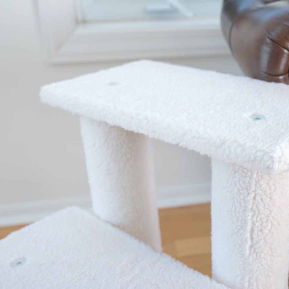 3 Step Real Wood Cat Step Stairs Ramp, 25" Height Dogs Climber And Kitten Steps