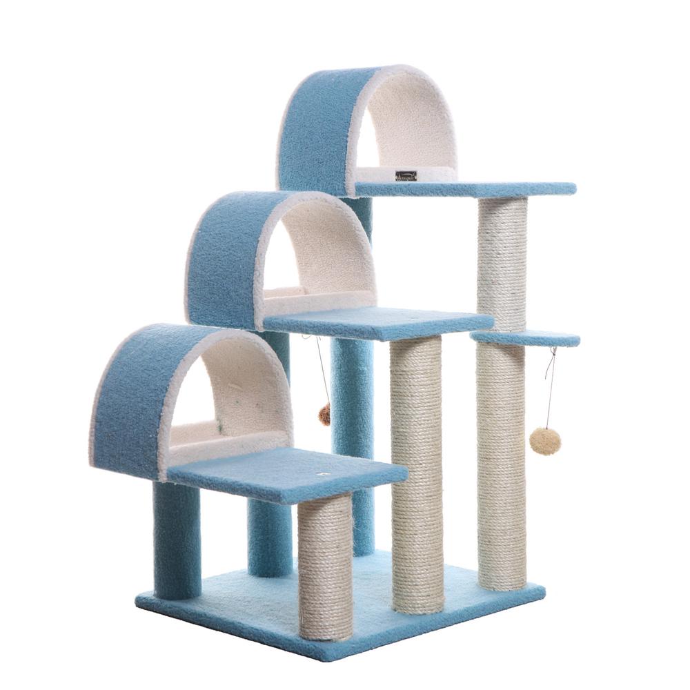 38" High Ivory Real Wood Cat Step Stairs Ramp, Cat Sratcher For Pets Cats