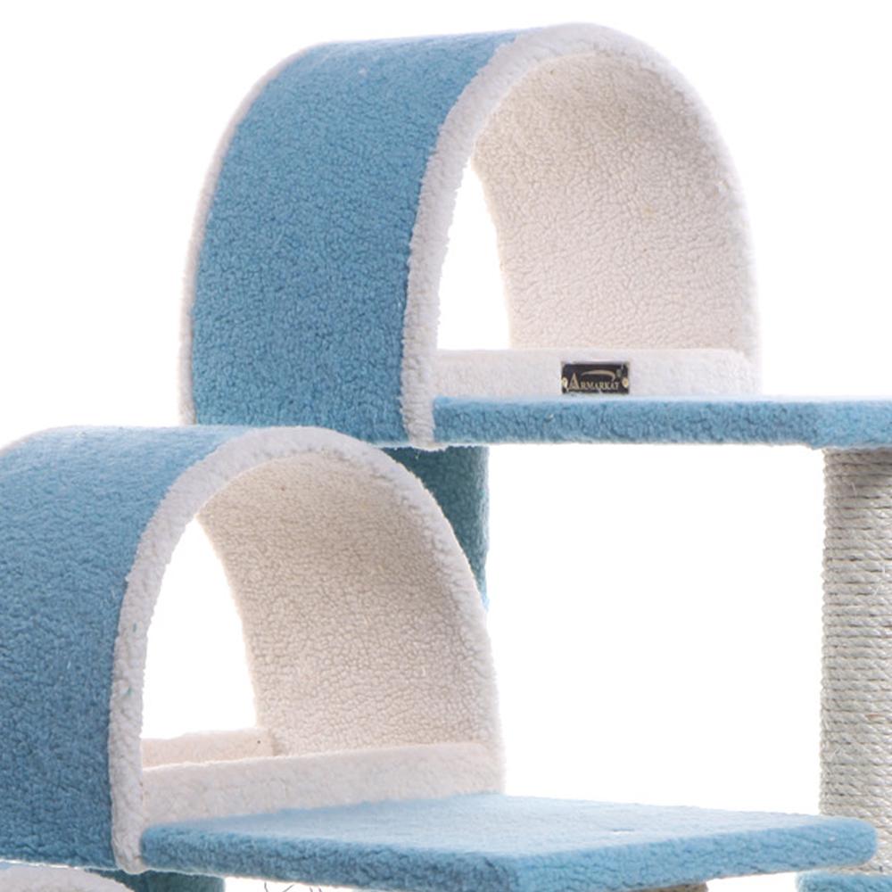 38" High Ivory Real Wood Cat Step Stairs Ramp, Cat Sratcher For Pets Cats
