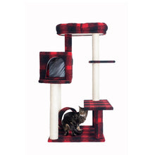 50-Inch Classic Real Wood Cat Tree With Veranda, Bench, Mini Perch