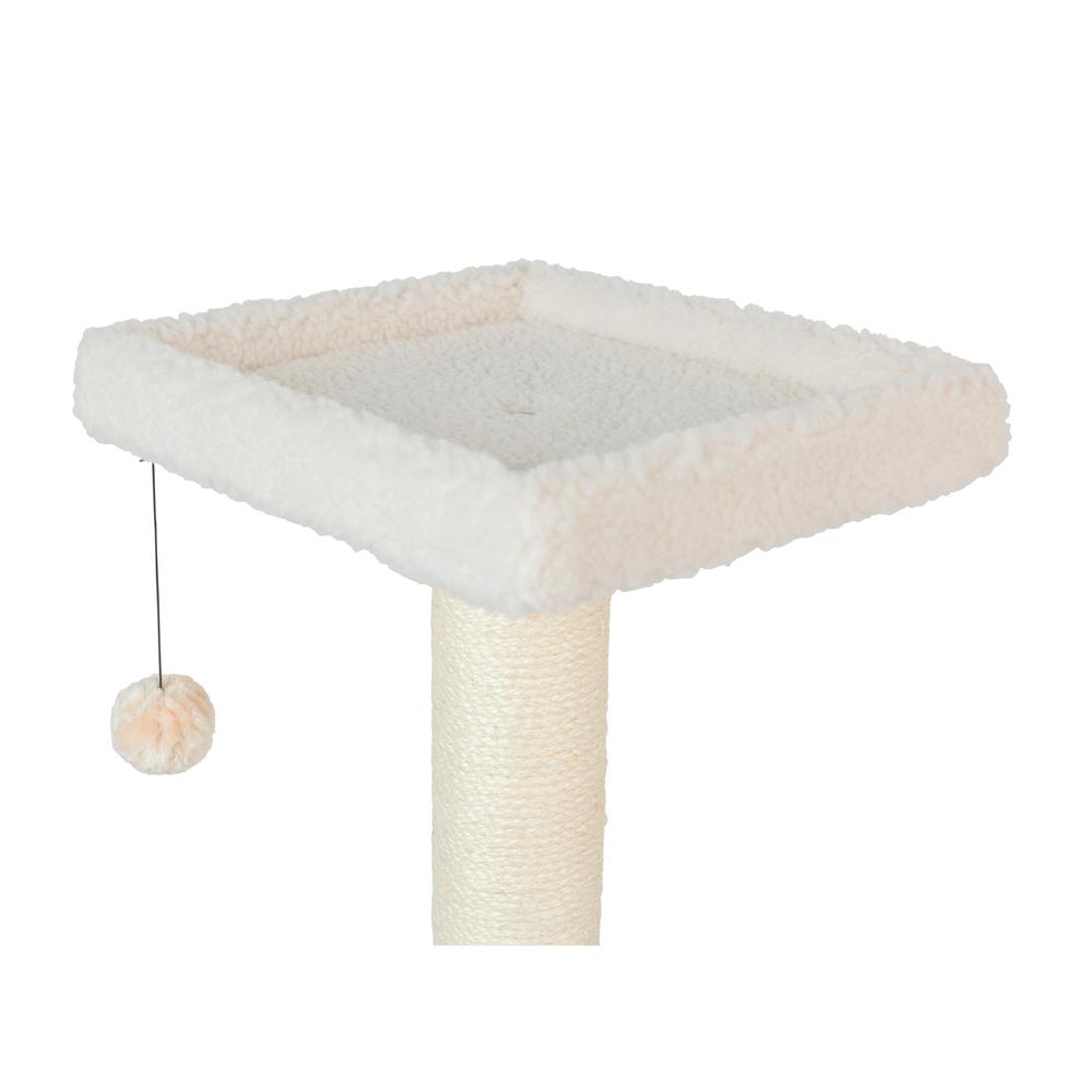 Ivory Fleece Covered 53" High Real Wood Cat Tree