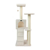 Ivory Fleece Covered 53" High Real Wood Cat Tree