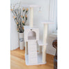 Ivory Fleece Covered 53" High Real Wood Cat Tree