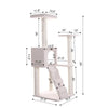 Ivory Fleece Covered 53" High Real Wood Cat Tree