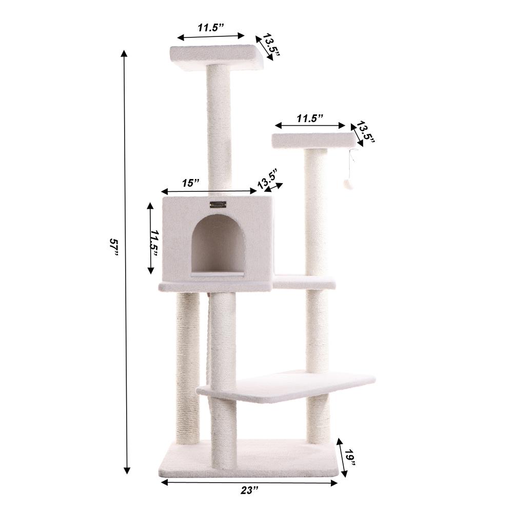 Ivory 57" High Real Wood Cat Tree, Fleece Covered Cat Climber