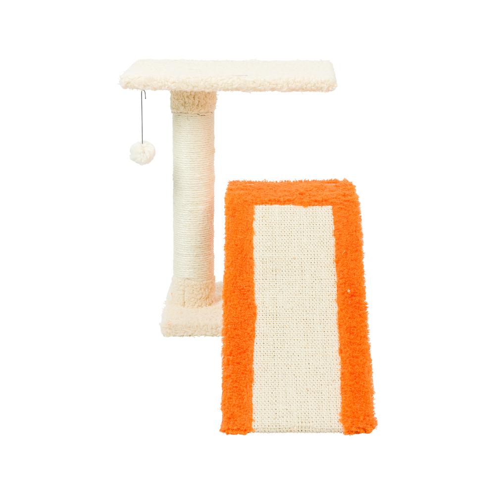 Two-Level Platform Real Wood Scratcher W Sisal Carpet Ramp