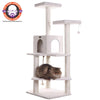 Ivory 57" High Real Wood Cat Tree, Fleece Covered Cat Climber