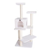 Ivory 57" High Real Wood Cat Tree, Fleece Covered Cat Climber