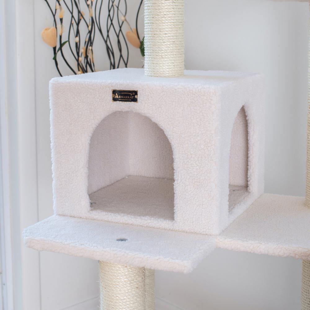 Ivory 57" High Real Wood Cat Tree, Fleece Covered Cat Climber