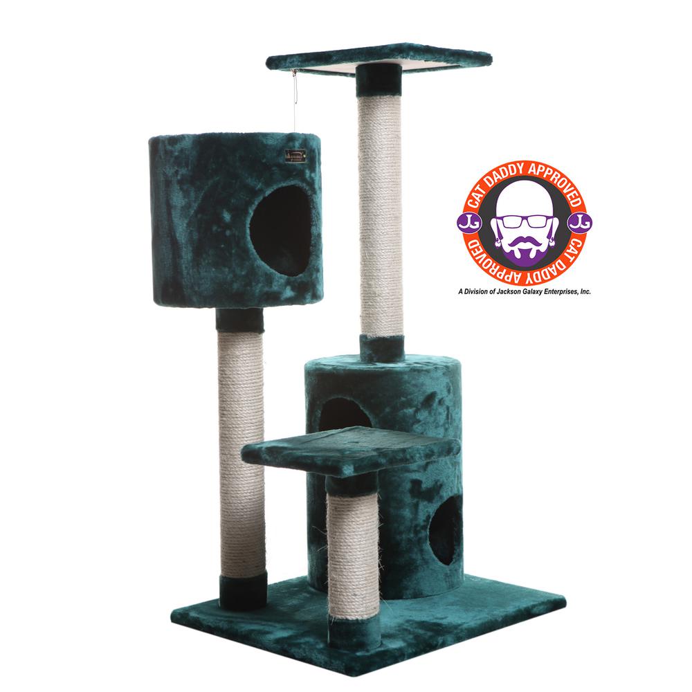 Real Wood Cat Tree Condo House With 2 Private Condos 43" Green