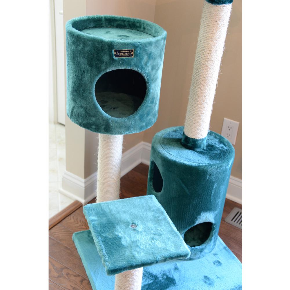 Real Wood Cat Tree Condo House With 2 Private Condos 43" Green