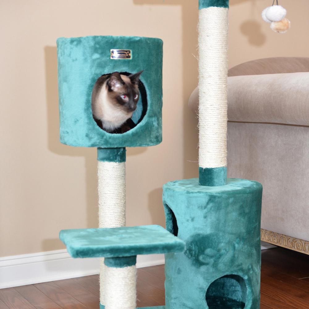 Real Wood Cat Tree Condo House With 2 Private Condos 43" Green