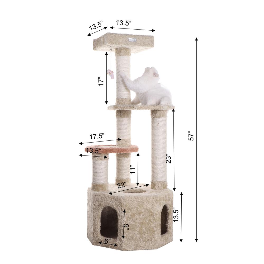 Soft Heavy-Carpet Real Wood Cat Furniture With Condo For Large Cat