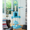 65-Inch Classic Real Wood Cat Tree In Sky Blue, Five Levels