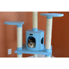 65-Inch Classic Real Wood Cat Tree In Sky Blue, Five Levels