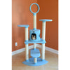 65-Inch Classic Real Wood Cat Tree In Sky Blue, Five Levels