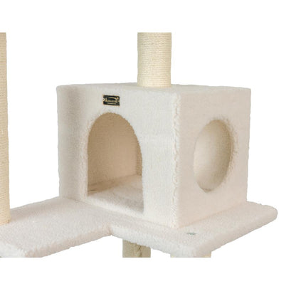 Classic Real Wood Cat Tree In Ivory, Four Levels