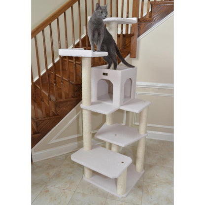 Classic Real Wood Cat Tree In Ivory, Jackson Galaxy Approved, Six Levels