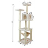 Classic Real Wood Cat Tree In Ivory, Four Levels