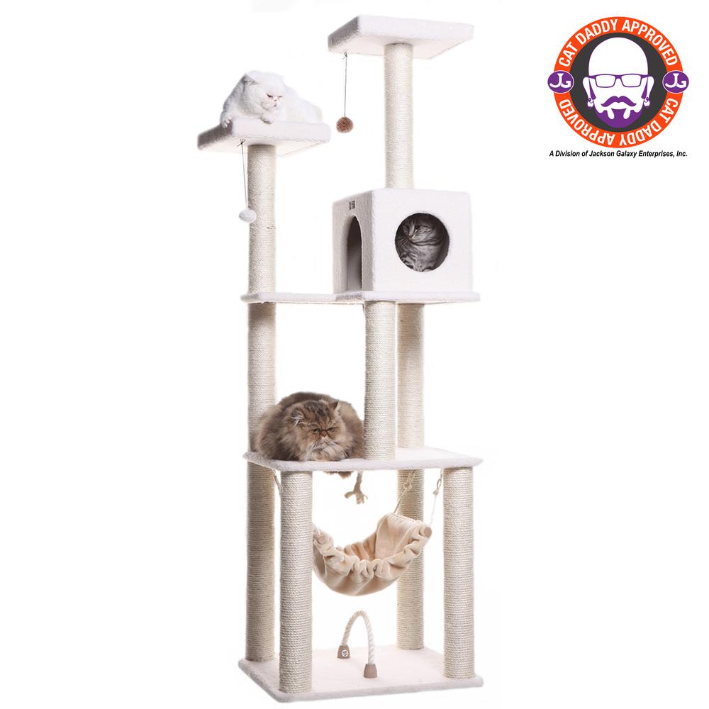 Classic Real Wood Cat Tree In Ivory, Jackson Galaxy Approved, Four Levels