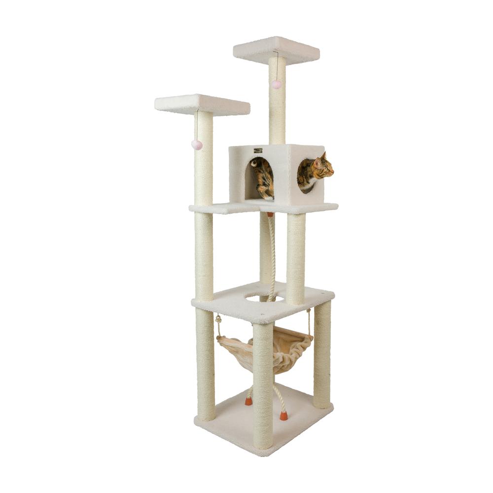 Classic Real Wood Cat Tree In Ivory, Jackson Galaxy Approved, Four Levels