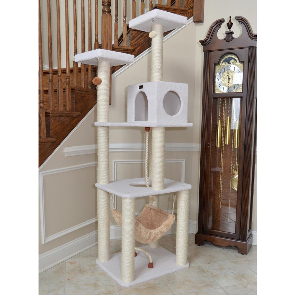 Classic Real Wood Cat Tree In Ivory, Jackson Galaxy Approved, Four Levels