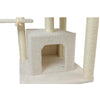 Classic Real Wood Cat Tree In Ivory, Multi Levels With Ramp