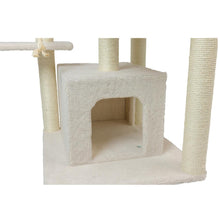 Classic Real Wood Cat Tree In Ivory, Multi Levels With Ramp