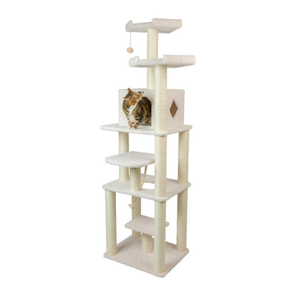 Real Wood Cat Tree In Ivory, Six Levels