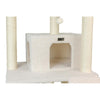 Classic Real Wood Cat Tree In Ivory, Multi Levels With Ramp