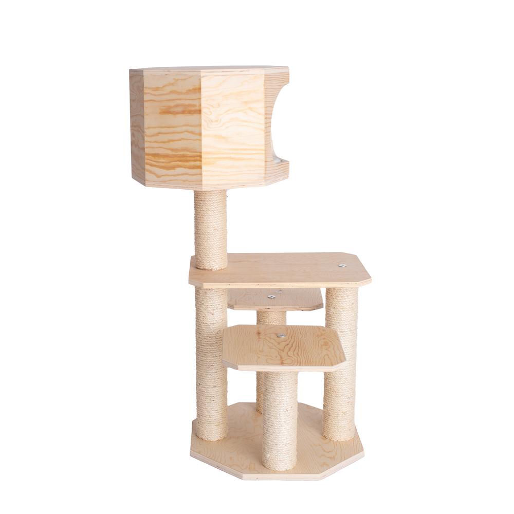 Real Wood Premium Scots Pine, Solid Wood Cat Tree, 46" Tall