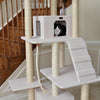 Classic Real Wood Cat Tree In Ivory, Multi Levels With Ramp