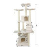 Classic Real Wood Cat Tree In Ivory, Multi Levels With Ramp